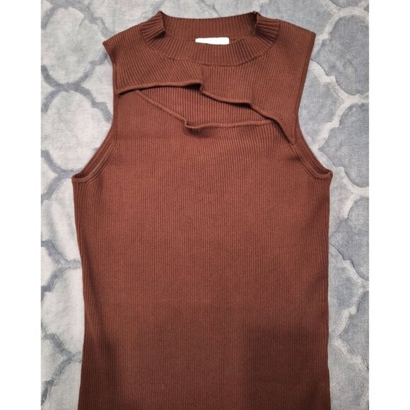 NWOT Pink Rose Brown Sleeveless Ribbed Knit Bodycon Dress/Sz. XL - Picture 2 of 5